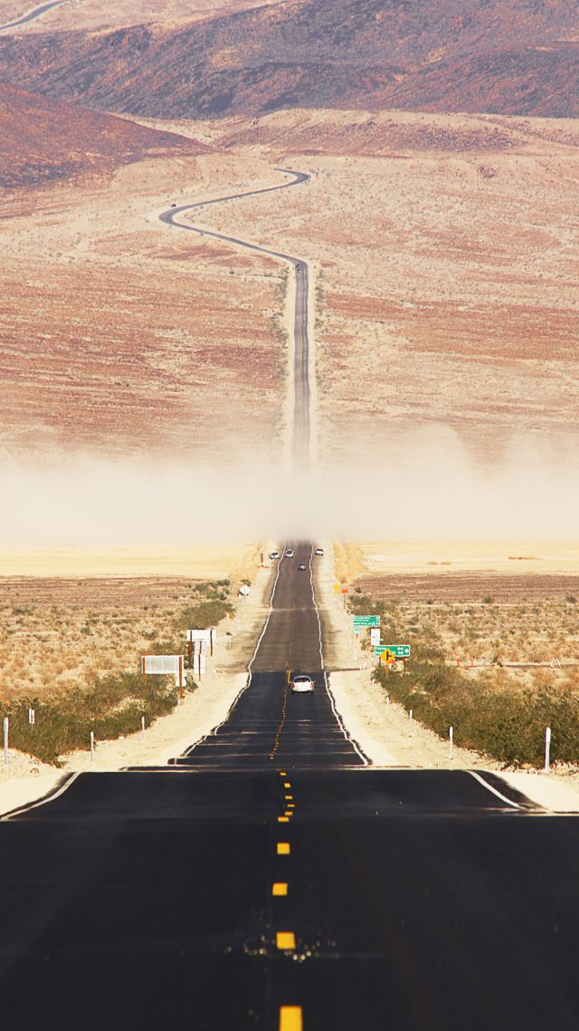 Калифорнийская пустыня, 4k, 5k, 8k, дорога, США, закат, Californian desert, 4k, 5k wallpaper, 8k, road, USA, sunset (vertical)