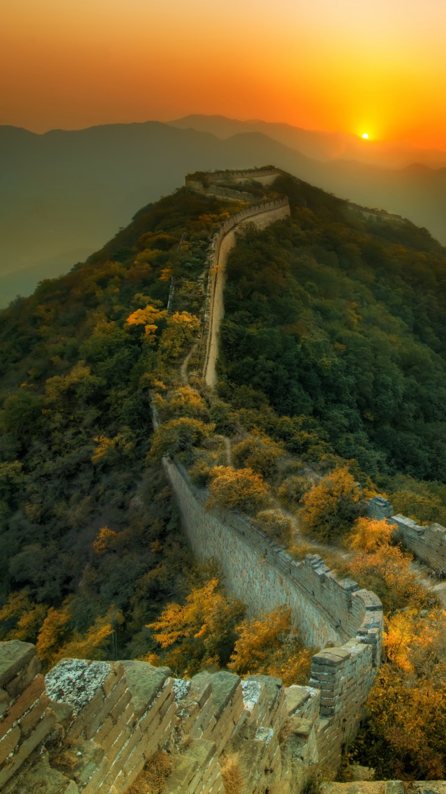 Великая Китайская стена, путешествие, туризм, Great Wall of China, travel, tourism, sunset (vertical)