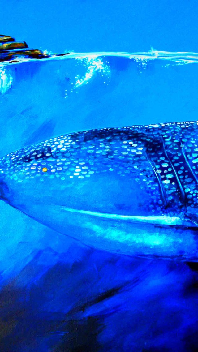 Китовая акула, арт, Whale Shark, underwater, art (vertical)