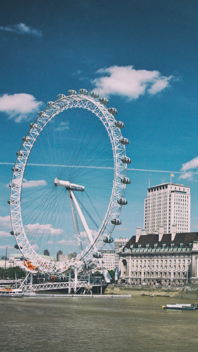 Лондонский глаз, Темза, Лондон, Англия, London Eye, Thames, London, England (vertical)