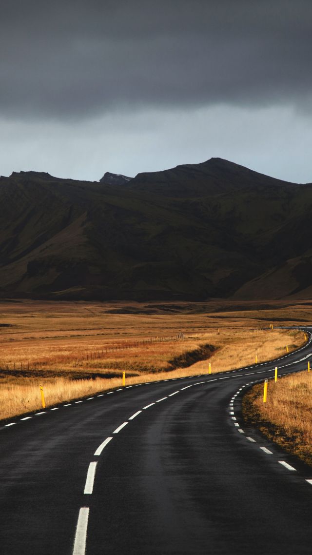 Исландия, 4k, 5k, дорога, горы, облака, Iceland, 4k, 5k wallpaper, road, mountains, clouds (vertical)