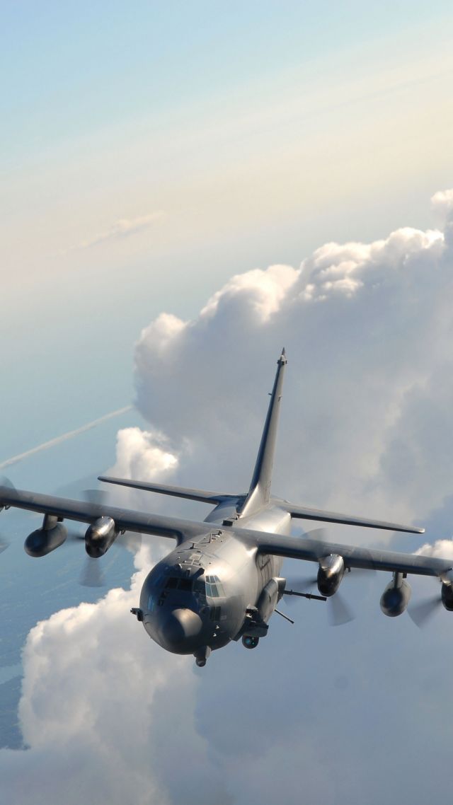 AC-130У, военно-транспортный самолет, Армия США, AC-130U, military transport aircraft, US Army (vertical)