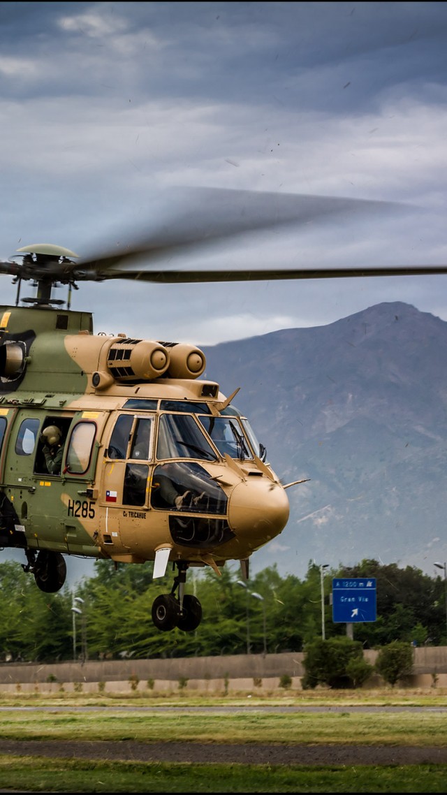 AS 532 Cougar, военно-транспортный вертолёт, ВВС Франции, AS 532AL Cougar, military transport helicopter, French Air Force (vertical)