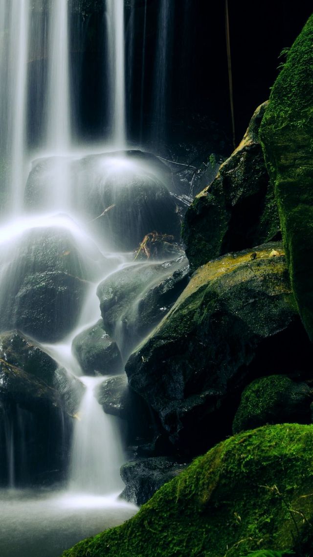 Водопад, 5k, 4k, Новая Зеландия, путешествие, туризм, озеро, горы, камни, Waterfall, 5k, 4k wallpaper, New Zealand, travel, tourism, lake, rocks, stones (vertical)