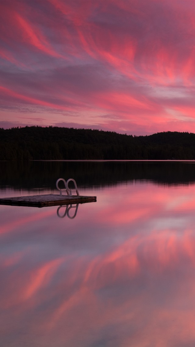 Обои озеро, 4k, HD, море, розовый закат, рассвет, отражение, небо, облака,  Lake, 4k, HD wallpaper, sea, pink sunset, sunrise, reflection, sky, clouds,  water, ОС #864