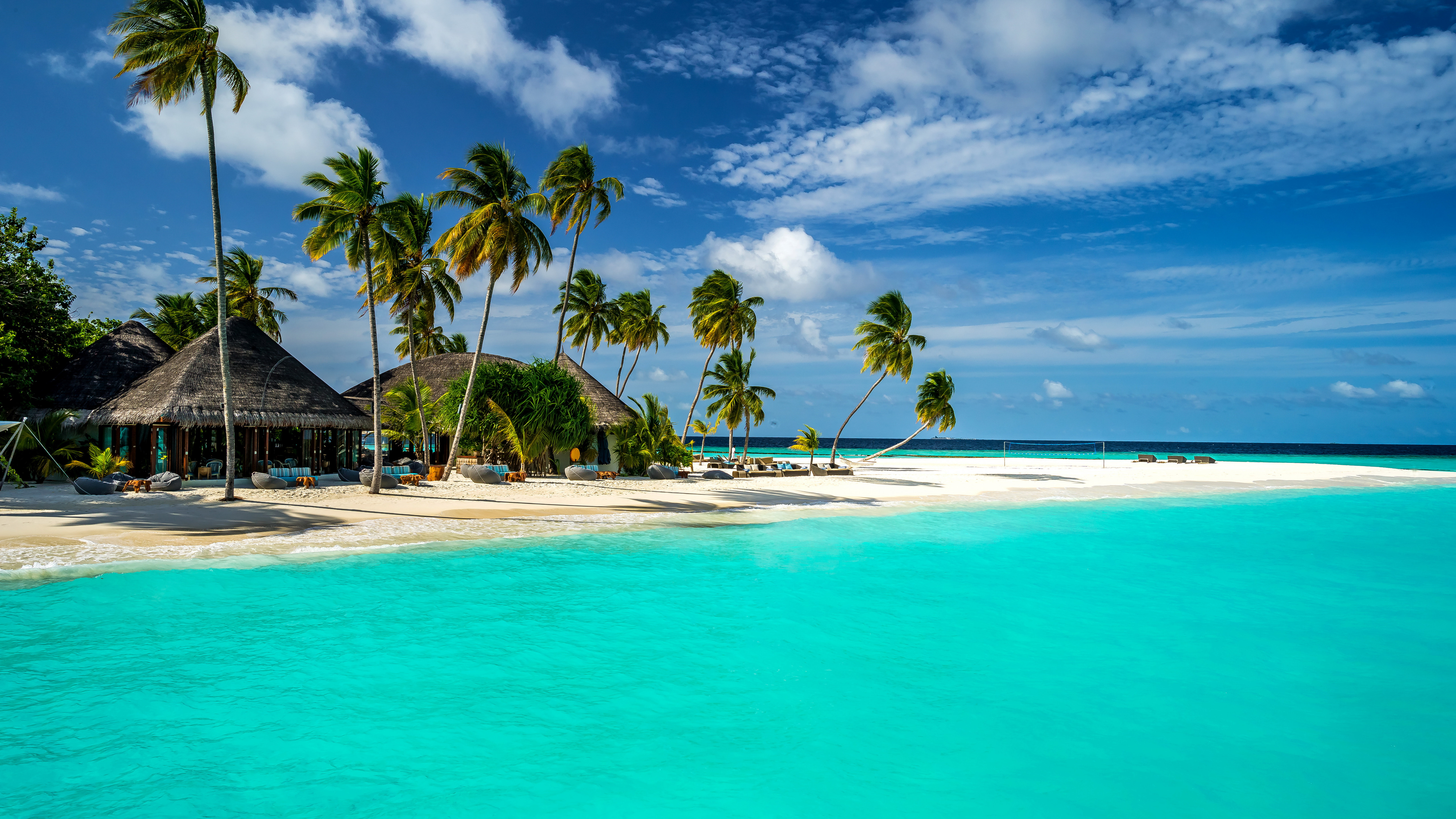 Обои Мальдивы, 5k, 4k, 8k, Индийский Океан, и на русском Лучшие в мире пляжи, пальмы, берег, небо, Maldives, 5k, 4k wallpaper, 8k, Indian Ocean, Best Beaches in the World palms, shore, sky,