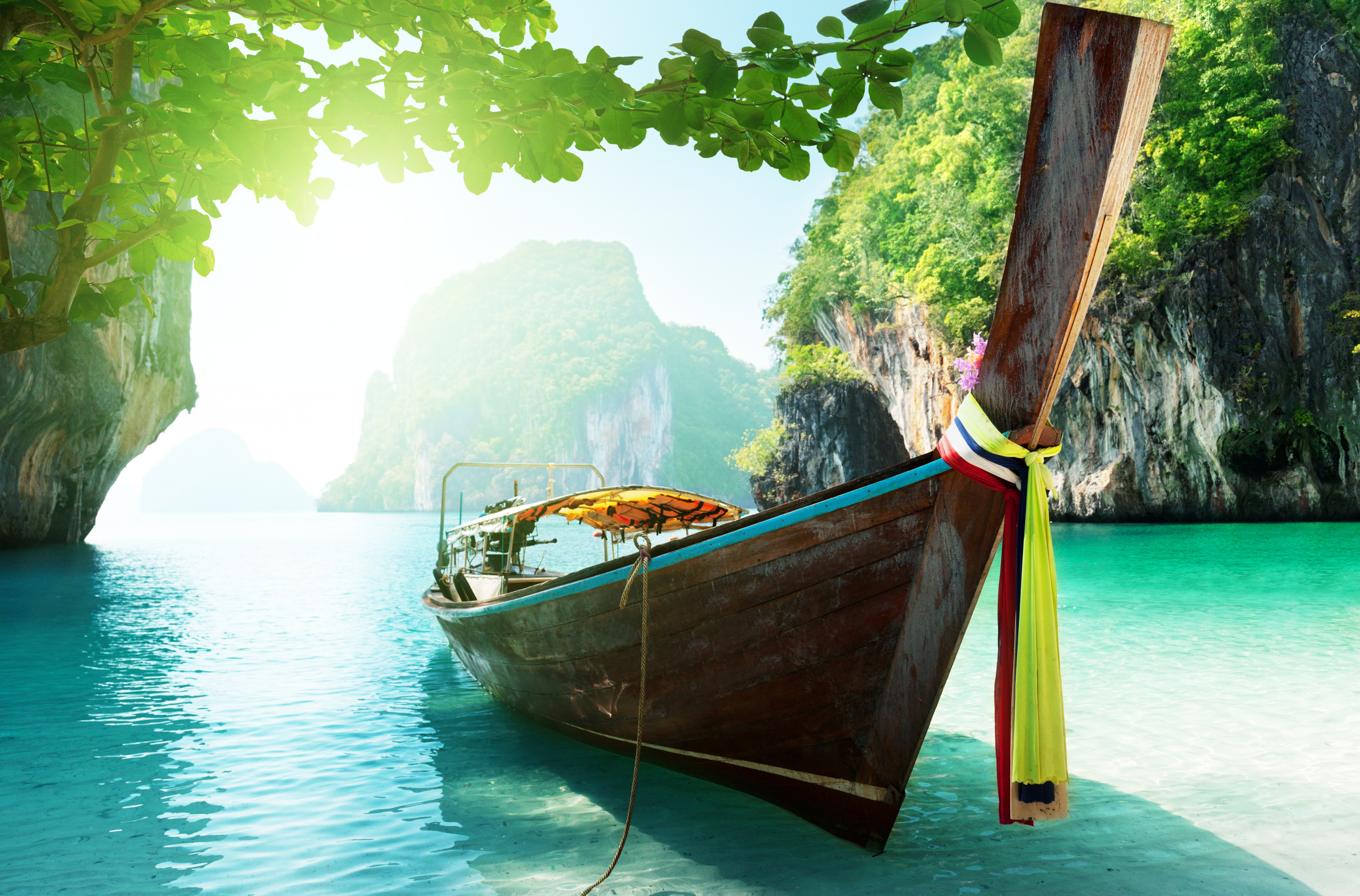 природа деревья река лодки Тайланд страны загрузить